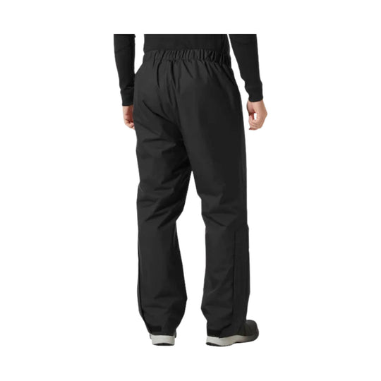 Black elastic-waist work pants shown from the back