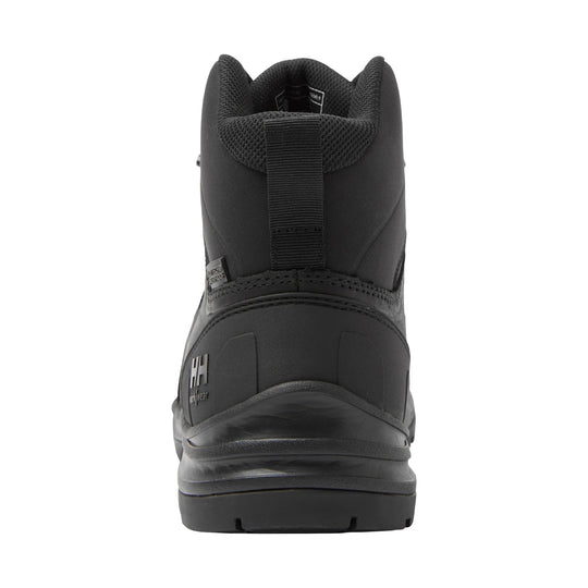 Black mid-height work boot shown from the back with padded collar, pull tab, and HH workwear logo