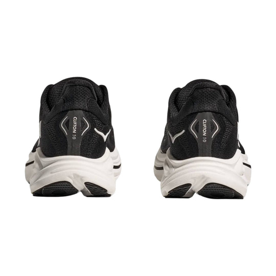 HOKA Women's Clifton 10 Everyday Running Shoes - Black/White - Lenny's Shoe & Apparel