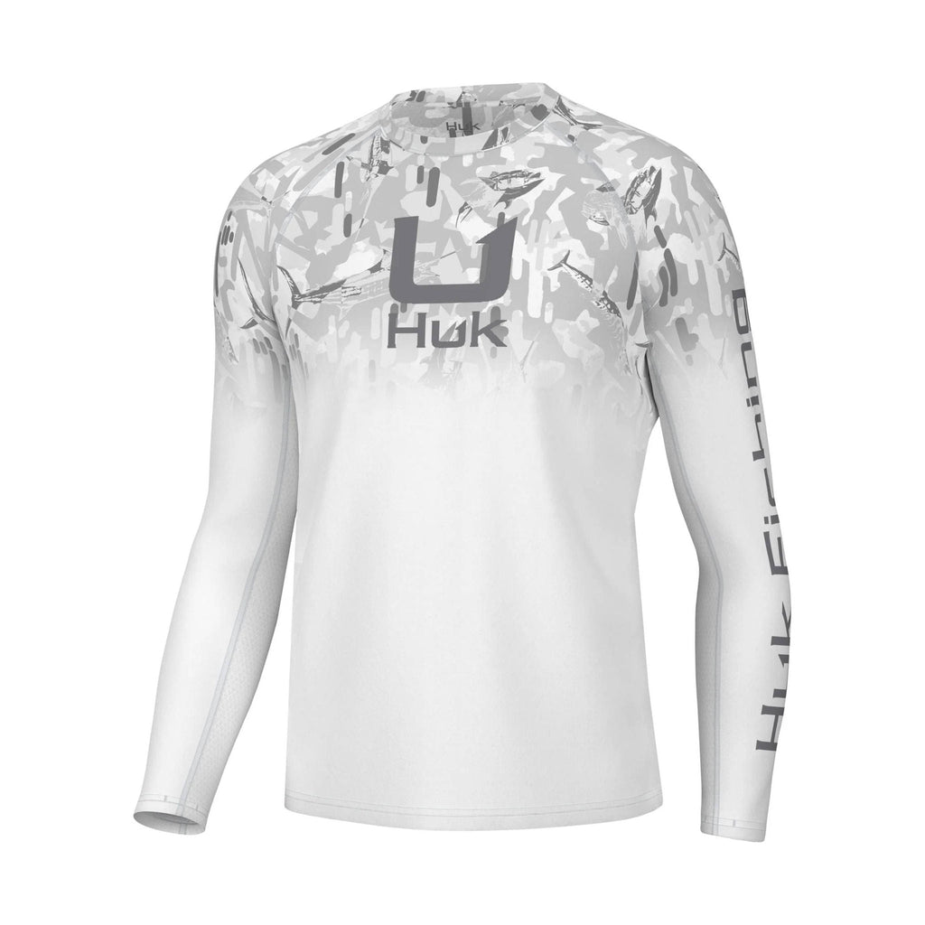 Huk Men's Icon Apex Vert Fade Performance Shirt - White/Grey - Lenny's Shoe & Apparel