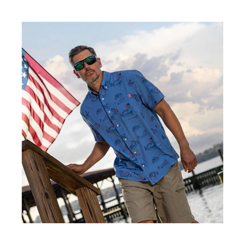 Huk Men's Kona Print Button Down Top - Americookin Quiet Harbor - Lenny's Shoe & Apparel