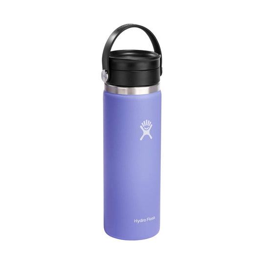 Purple insulated bottle with black Flex Sip lid and silver band