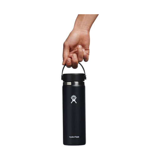 Black insulated water bottle with a carrying handle