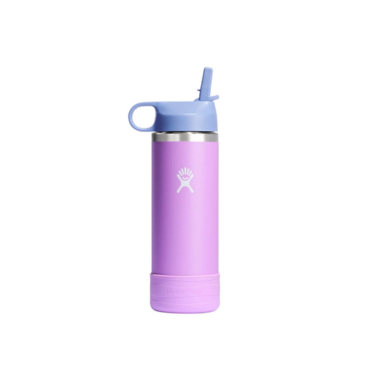 Lavender insulated water bottle with a light blue straw lid