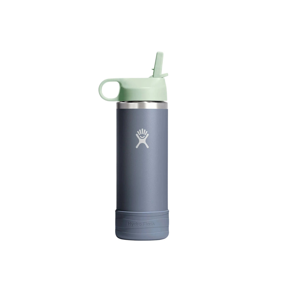 Dark gray insulated water bottle with mint straw lid and handle