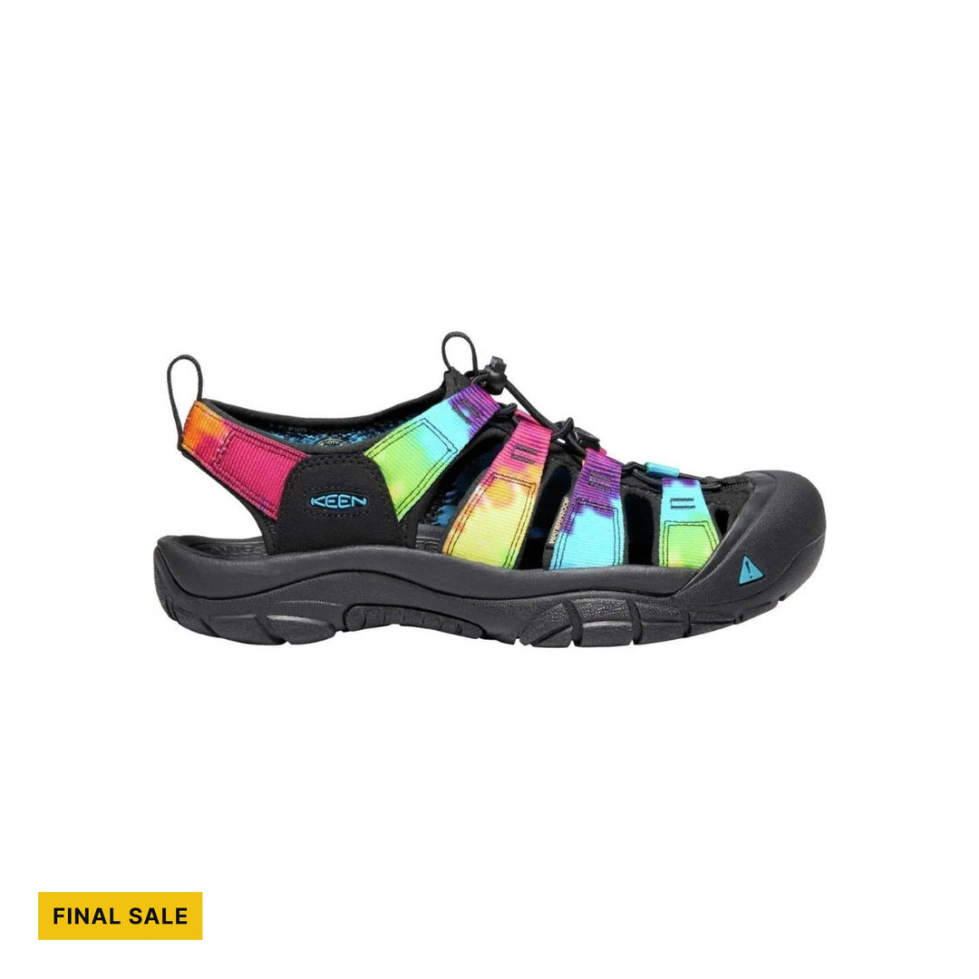 Black closed-toe hiking sandal with multicolor straps and a FINAL SALE label