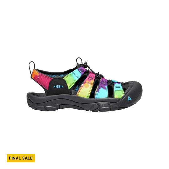 Black closed-toe hiking sandal with multicolor straps and a FINAL SALE label