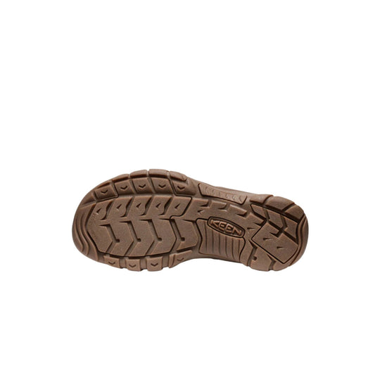 Brown rugged outsole with deep tread and KEEN logo