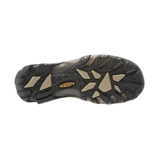 Close-up of a Keen shoe sole on a white background