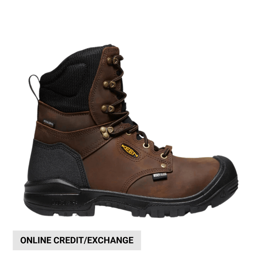 KEEN Utility Men's Independence 8 Inch Insulated Waterproof Carbon Fiber Toe Work Boots - Dark Earth/Black - Lenny's Shoe & Apparel