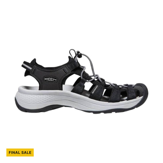 Black and gray closed-toe hiking sandal with bungee laces, thick white sole, and FINAL SALE tag