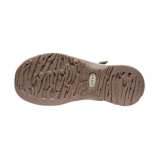 Brown textured sandal outsole with KEEN logo
