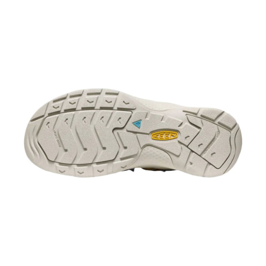 White sandal outsole with KEEN logo and deep tread pattern