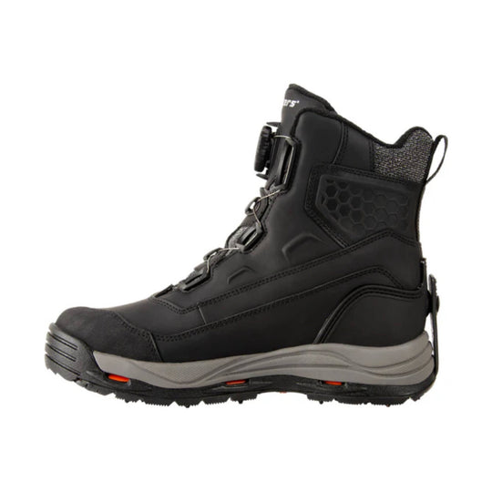 Black mid-calf snow boot with BOA dial closure, reinforced toe, and gray sole