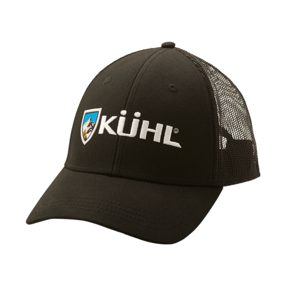 Black trucker cap with a white KÜHL logo on the front and mesh back panels