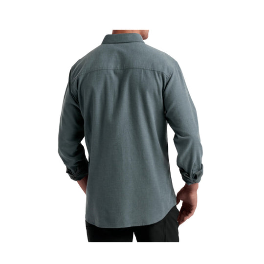 Gray long-sleeve button-up shirt shown from the back
