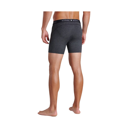 Dark gray men's boxer briefs shown from the back, with a black branded waistband.
