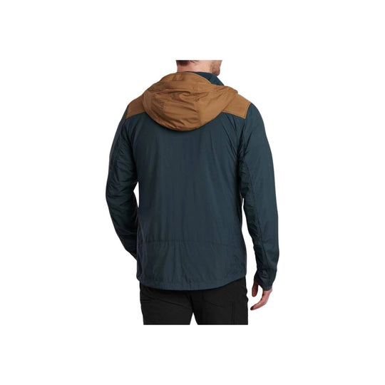 Two-tone hooded jacket shown from the back