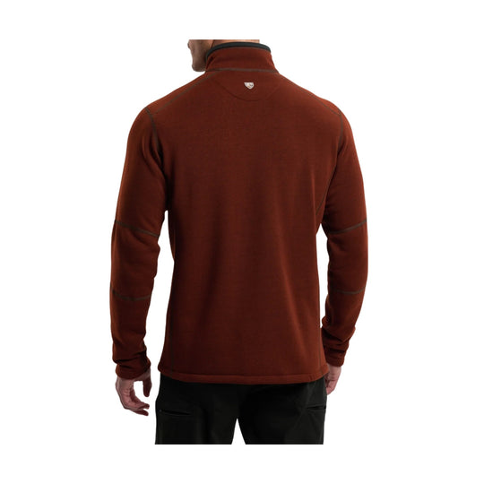 Rust-colored long-sleeve quarter-zip pullover shown from the back