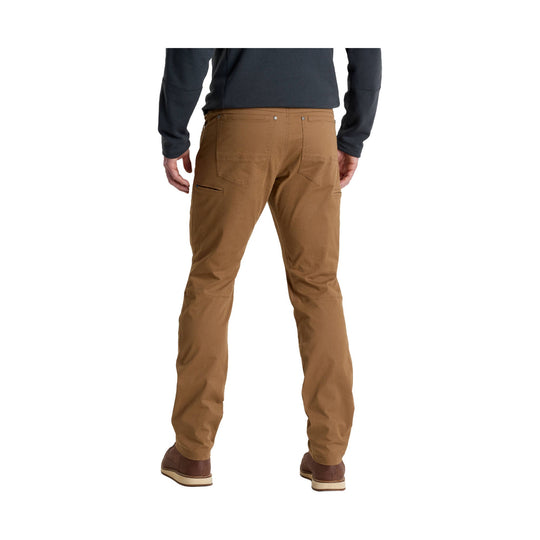 Brown straight-leg hiking pants shown from the back