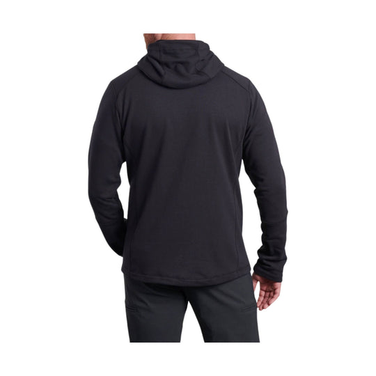 Black hooded zip jacket shown from the back