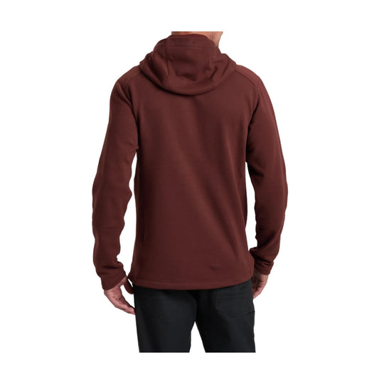 Brown hooded pullover sweatshirt shown from the back