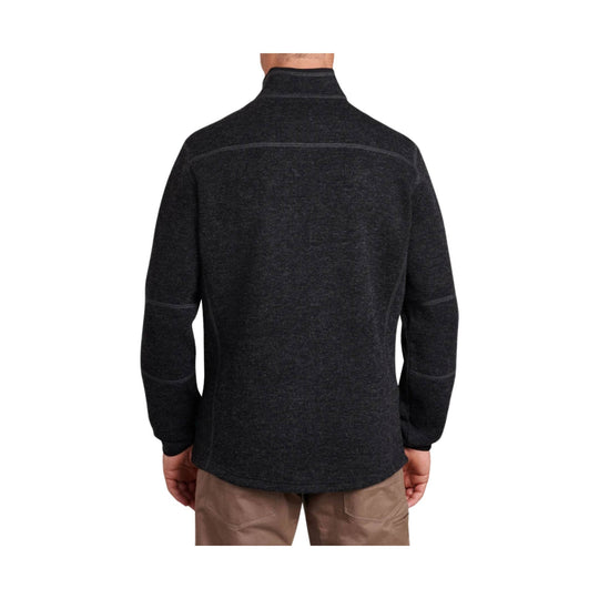 Dark charcoal long-sleeve zip-neck jacket shown from the back.