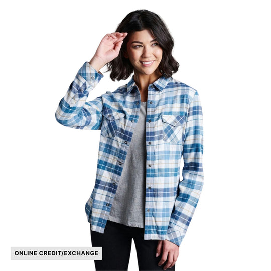 Kuhl Women's Tess Flannel Long Sleeve Shirt - Dusty Blue - ONLINE CREDIT/EXCHANGE - Lenny's Shoe & Apparel