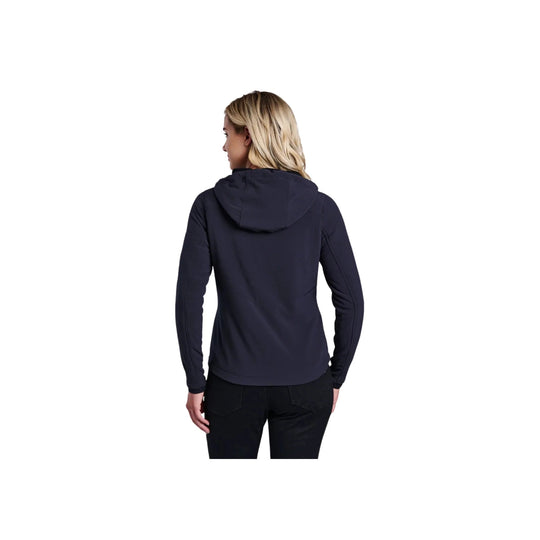 Black hooded fleece pullover shown from the back