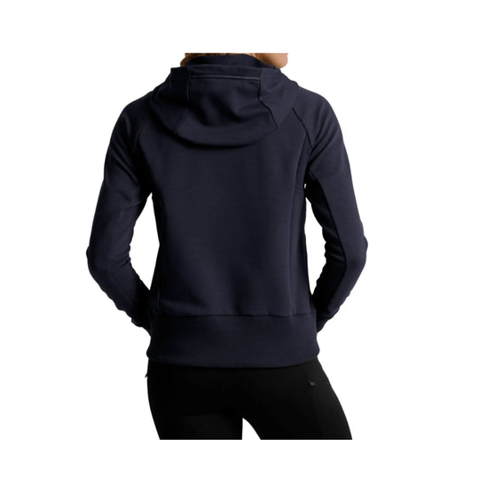 Black hooded pullover sweatshirt shown from the back