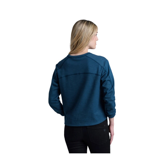Teal long-sleeve pullover sweatshirt shown from the back