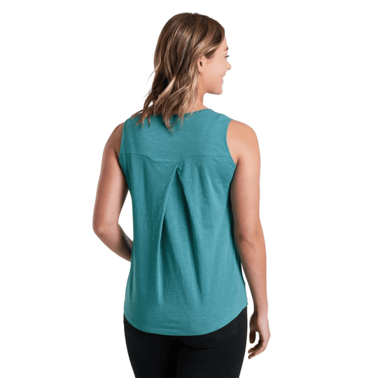 Teal sleeveless tank top shown from the back