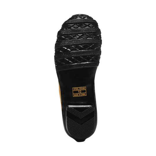 Black shoe sole with brand logo on a white background