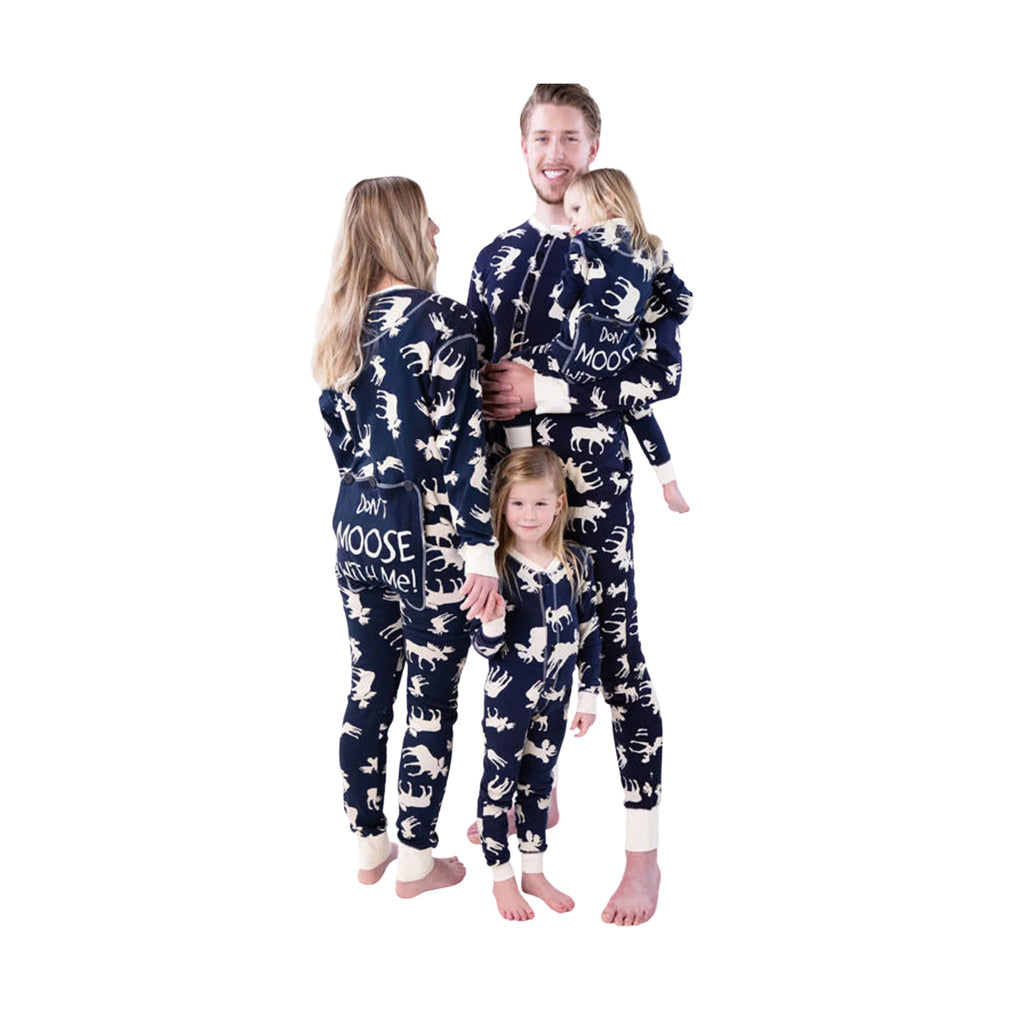 Lazy One Adult Classic Moose Flapjack Onesie - Blue - Lenny's Shoe & Apparel