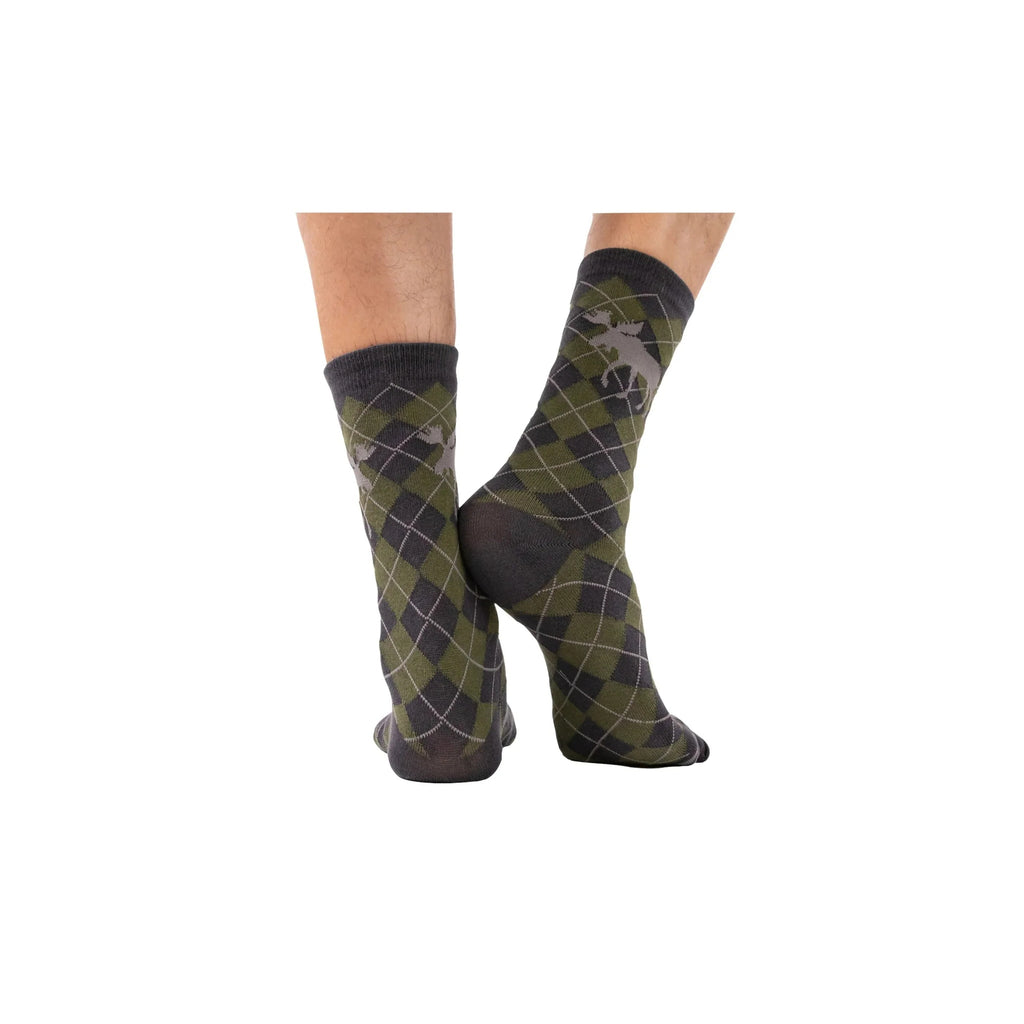 Lazy One Argyle Bear Crew Socks - Green - Lenny's Shoe & Apparel