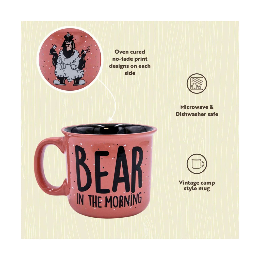 Lazy One Bear In The AM Ceramic Mug - Pink/Red - Lenny's Shoe & Apparel
