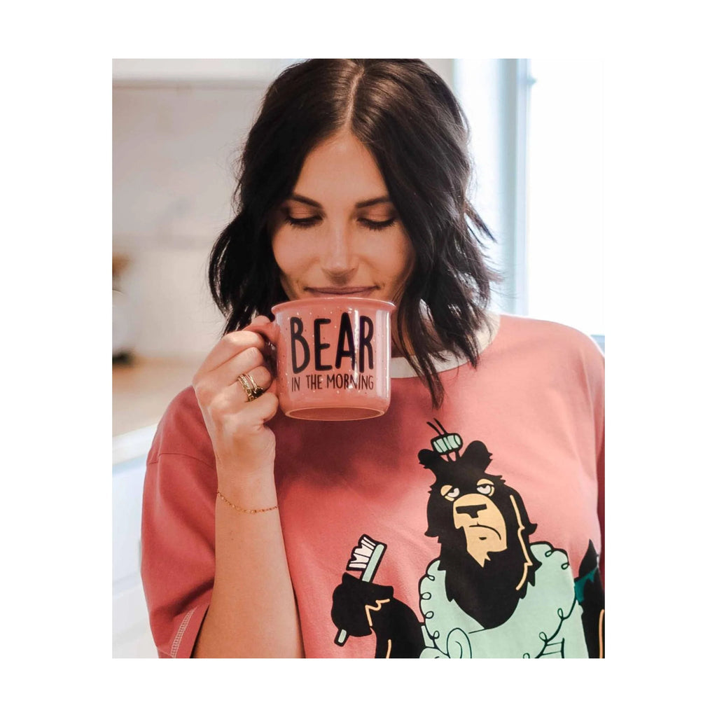 Lazy One Bear In The AM Ceramic Mug - Pink/Red - Lenny's Shoe & Apparel