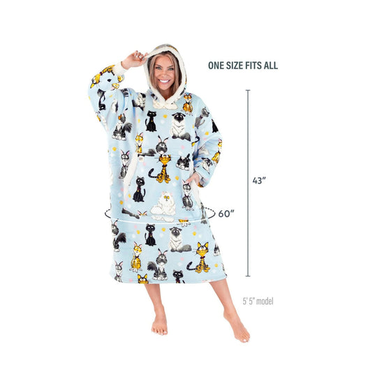 Lazy One Cattitude Blanket Hoodie - Light Blue - Lenny's Shoe & Apparel