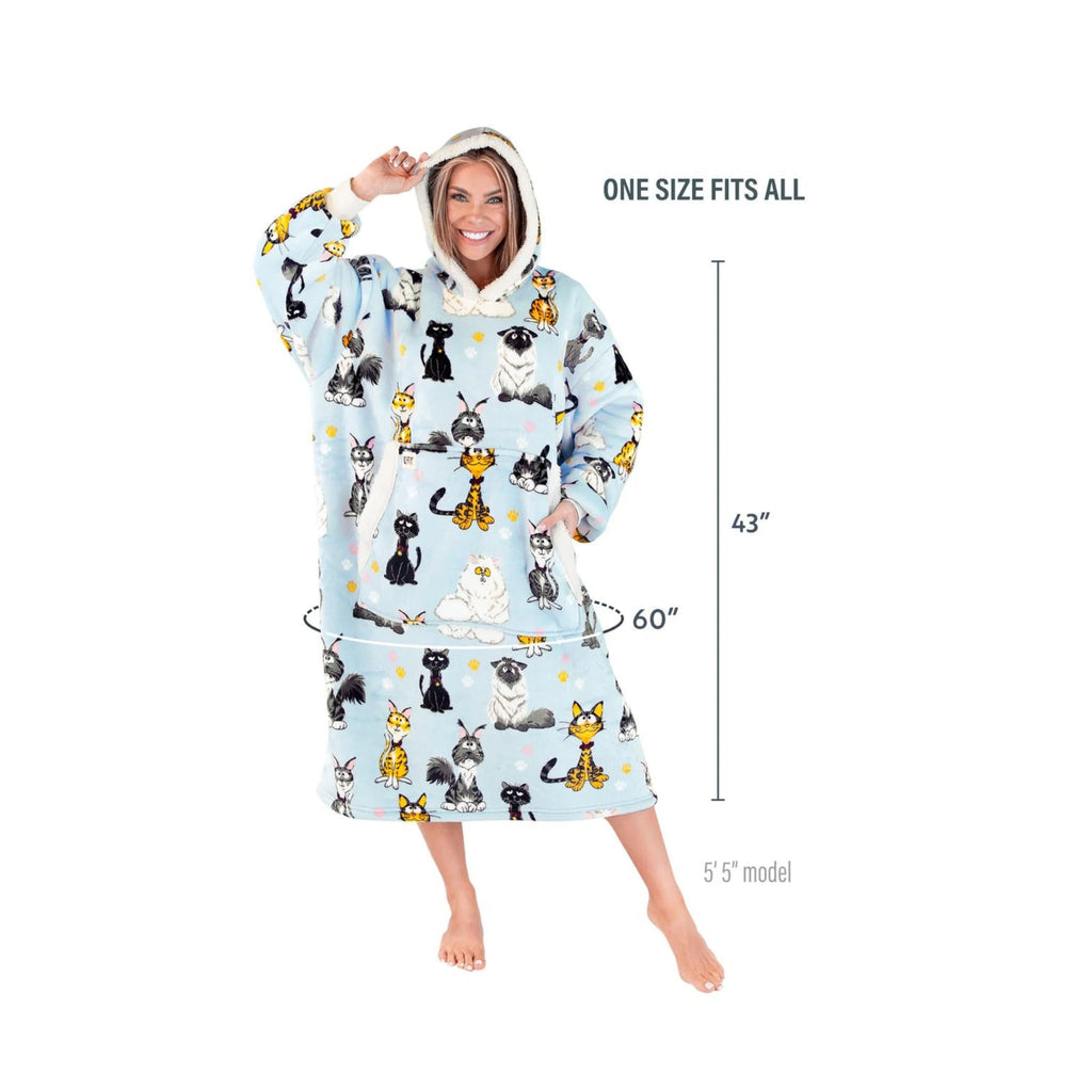 Lazy One Cattitude Blanket Hoodie - Light Blue - Lenny's Shoe & Apparel