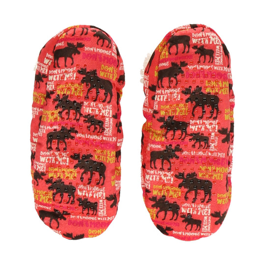 Lazy One Don't Moose With Me Moose Fuzzy Feet Slipper - Red - Lenny's Shoe & Apparel