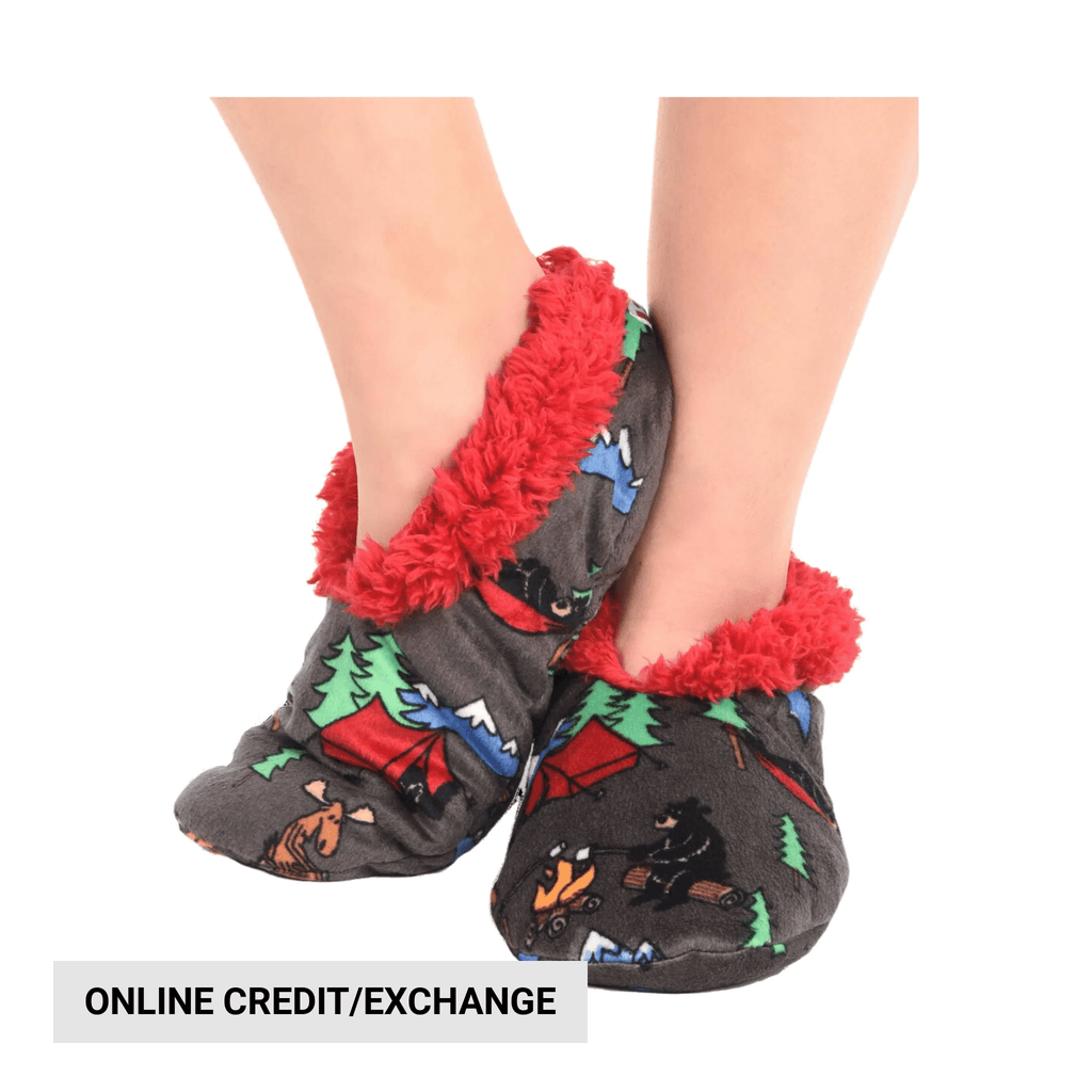 Lazy One Happy Camper Bear Fuzzy Slippers - Black - Lenny's Shoe & Apparel