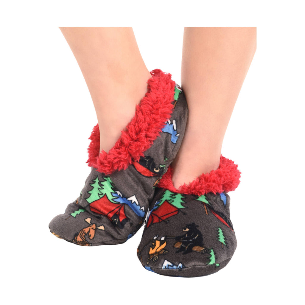 Lazy One Happy Camper Bear Fuzzy Slippers - Black - ONLINE STORE CREDIT/EXCHANGE ONLY - Lenny's Shoe & Apparel