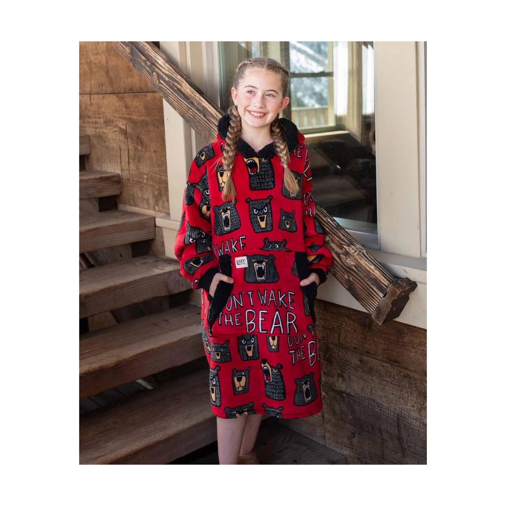 Lazy One Kids' Don't Wake The Bear Blanket Hoodie - Red - Lenny's Shoe & Apparel