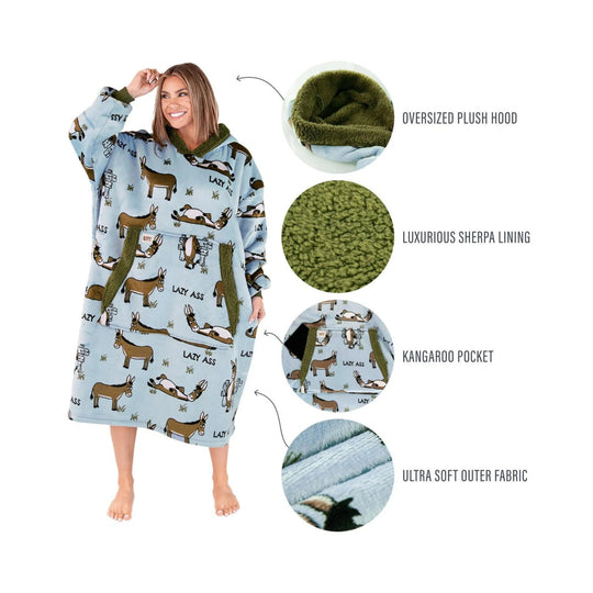 Lazy One Lazy Ass Blanket Hoodie - Blue/Green - Lenny's Shoe & Apparel