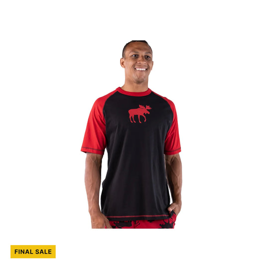 Lazy One Men's Moose PJ Tee - Black/Red - FINAL SALE - Lenny's Shoe & Apparel