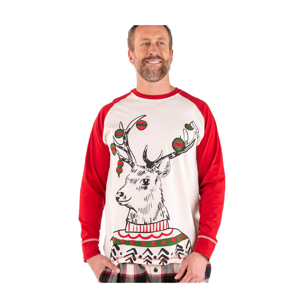 Lazy One Men's Deer Christmas Long Sleeve PJ Tee - Red - Lenny's Shoe & Apparel