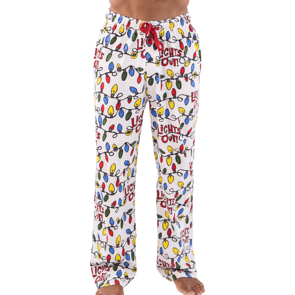 Lazy One Men's Lights Out Reindeer PJ Pants - White - Lenny's Shoe & Apparel