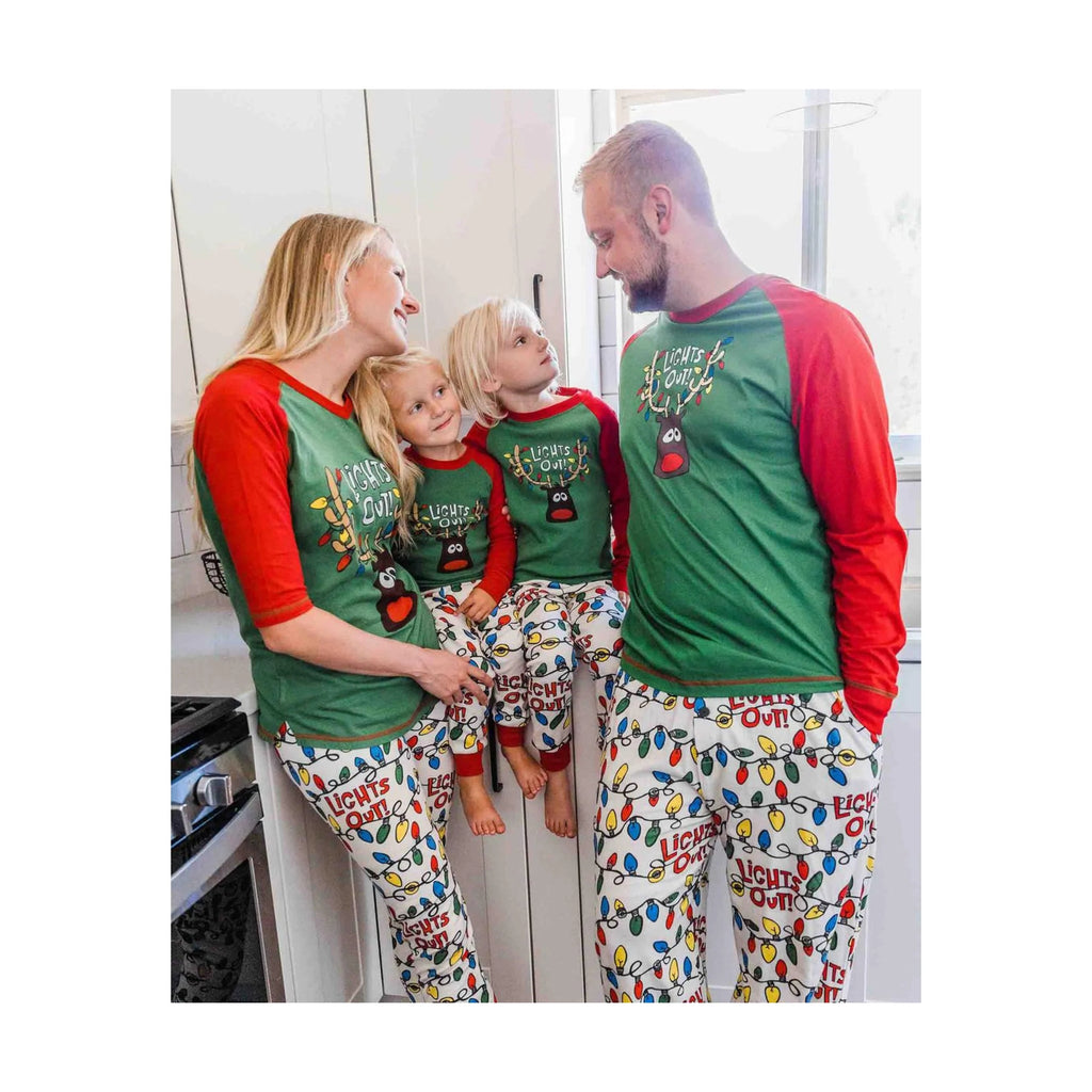 Lazy One Men's Lights Out Tree Reindeer Long Sleeve PJ Tee - Green/Red - Lenny's Shoe & Apparel