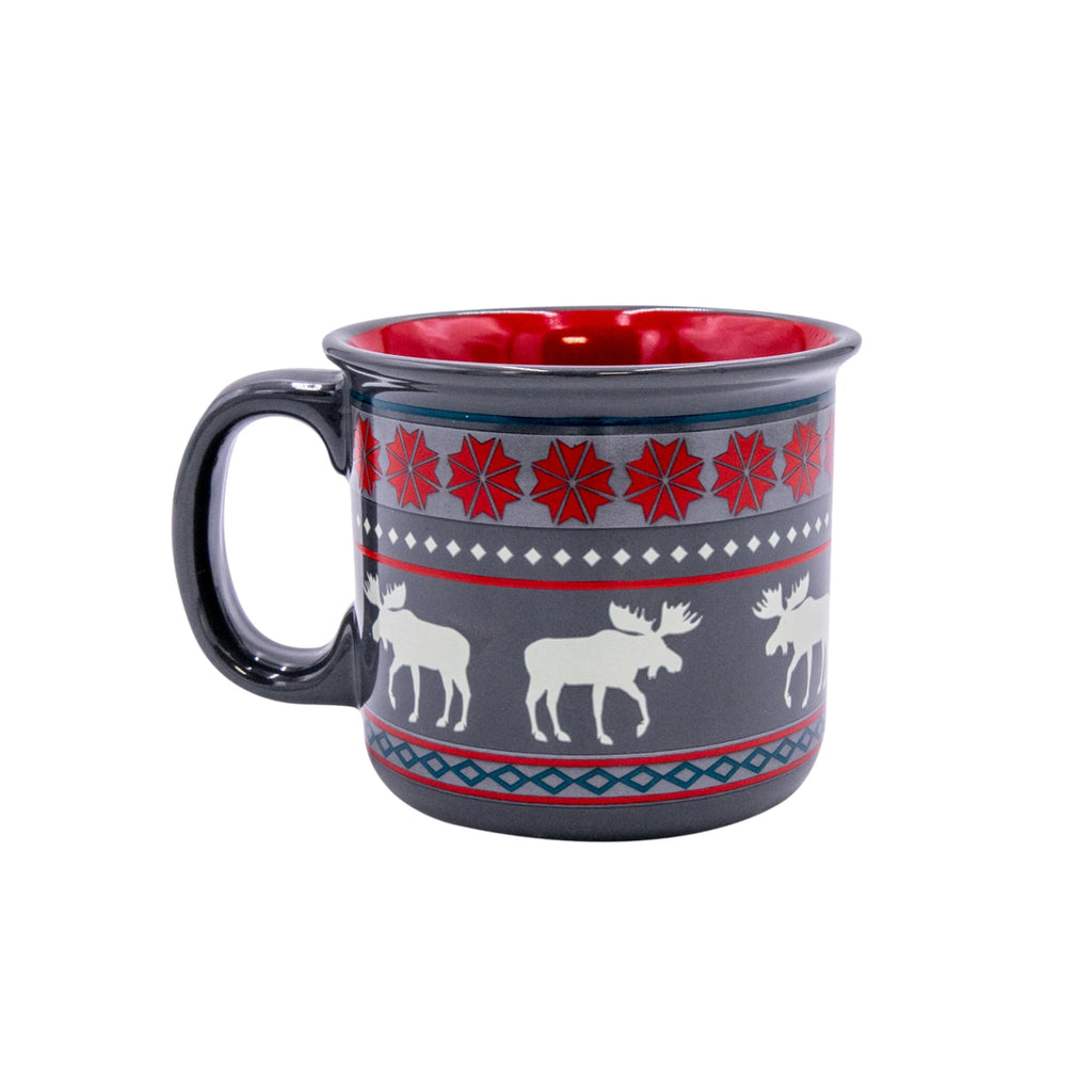 Lazy One Moose Ceramic Mug - Fair Isle/Grey/Red - Lenny's Shoe & Apparel