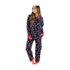 Lazy One Women's Candy Cane Button Down Pajama Set - Navy - Lenny's Shoe & Apparel